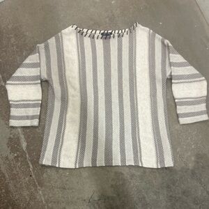 Chaps Beige and Brown Striped Sweater 3/4 sleeve western cowboy